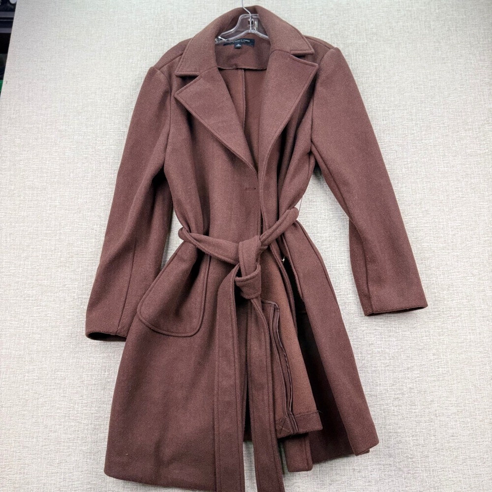 Marc New York Andrew Marc Brown Wool Blend Wrap Belted Coat XL